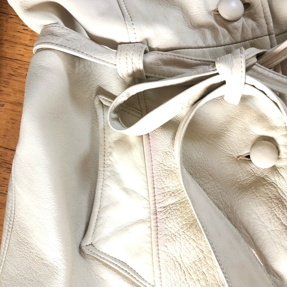 VINTAGE TIE WAIST LEATHER JACKET - Picture 3 of 6